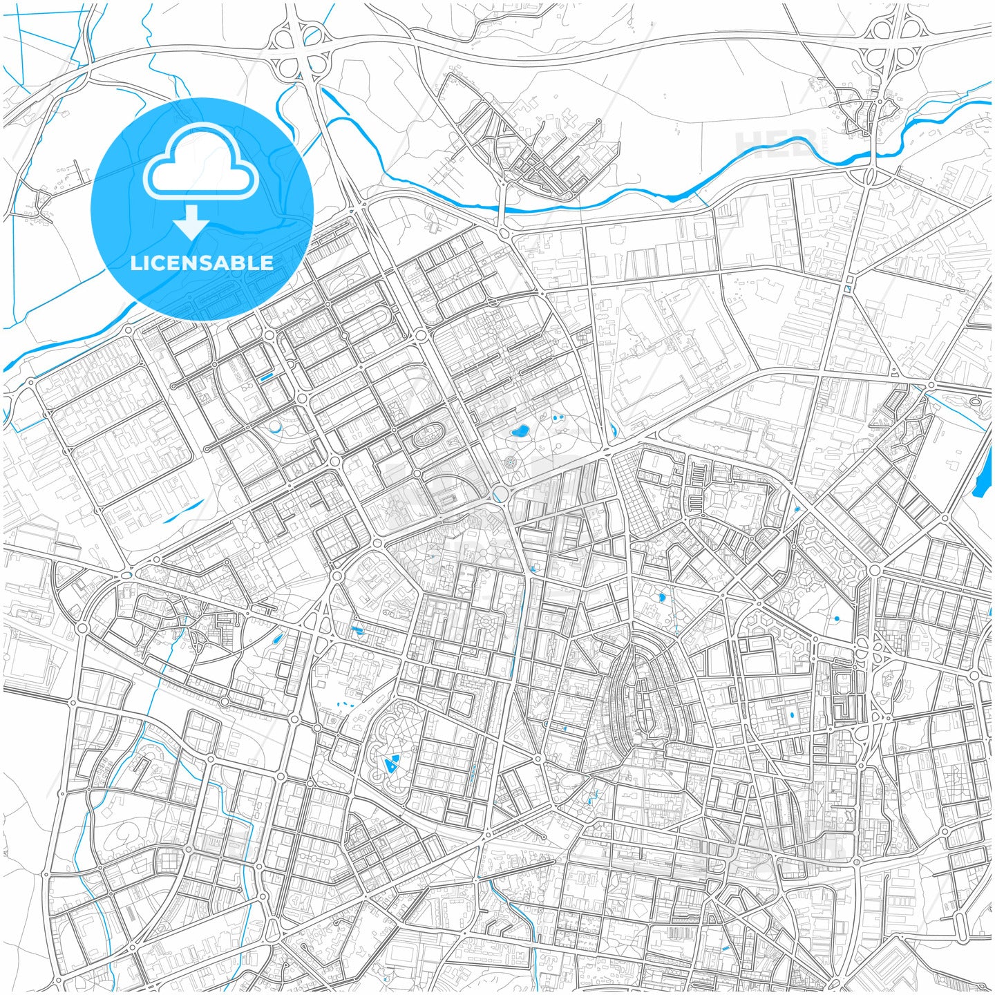 Gasteiz / Vitoria, Álava, Spain, city map with high quality roads.