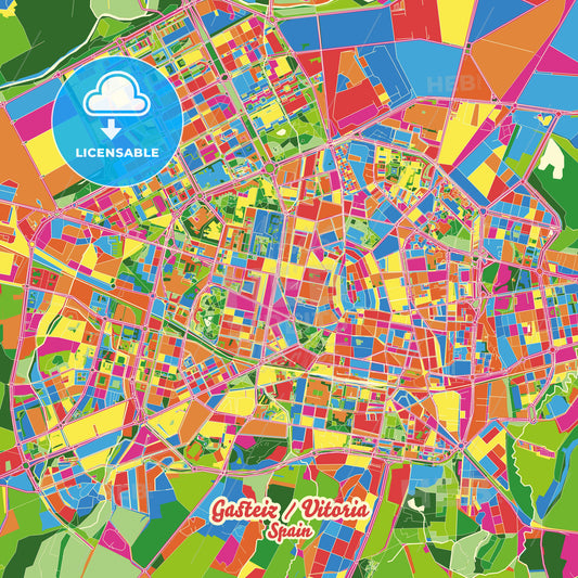 Gasteiz / Vitoria, Spain Crazy Colorful Street Map Poster Template - HEBSTREITS Sketches