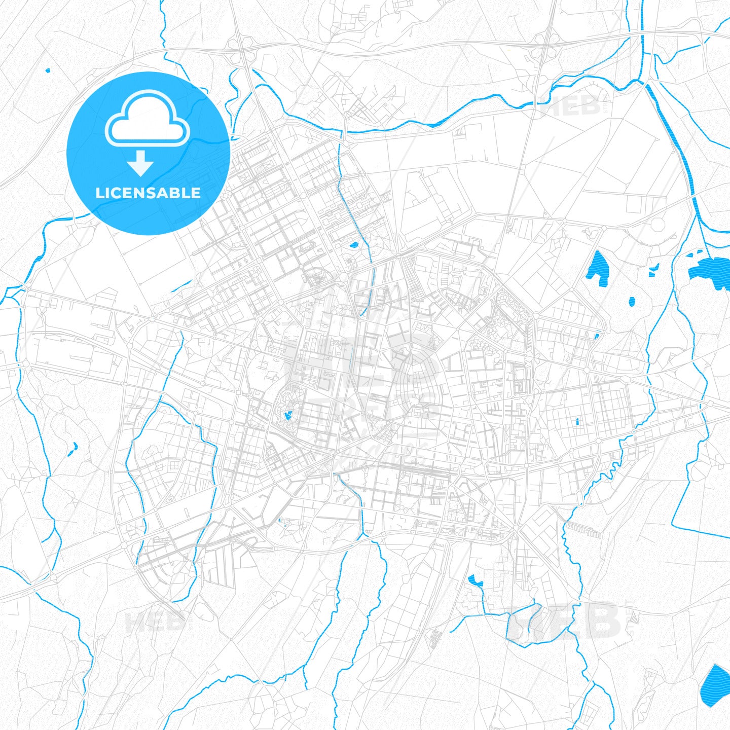 Gasteiz / Vitoria, Spain PDF vector map with water in focus