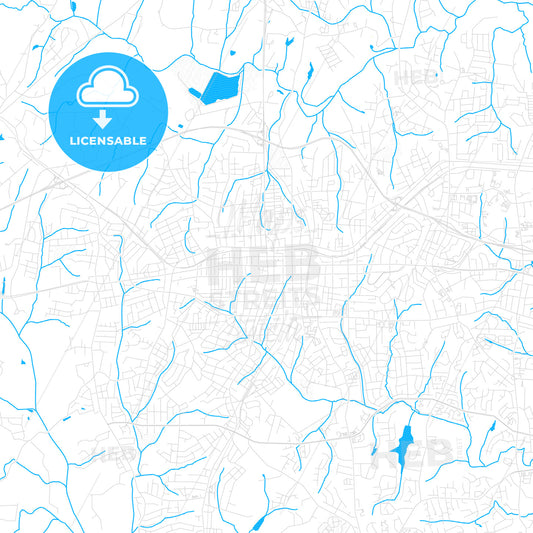 Gastonia, North Carolina, United States, PDF vector map with water in focus