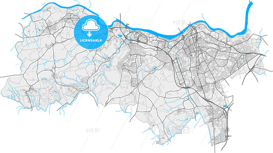 Gateshead, North East England, England, high quality vector map
