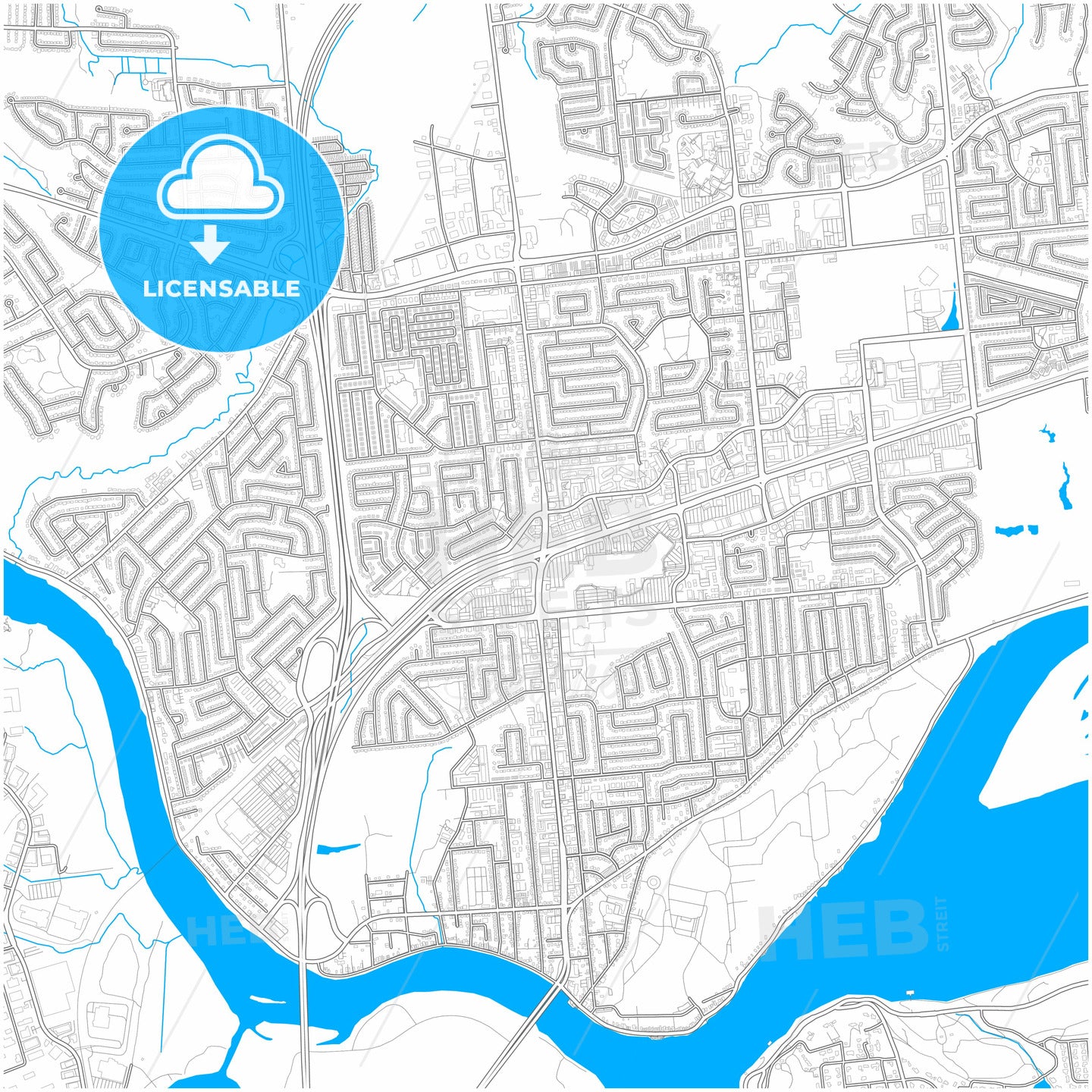 Gatineau, Quebec, Canada, city map with high quality roads.