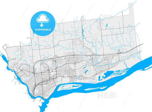 Gatineau, Quebec, Canada, high quality vector map