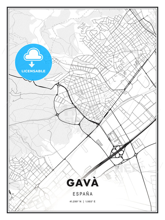 Gavà, Spain, Modern Print Template in Various Formats - HEBSTREITS Sketches