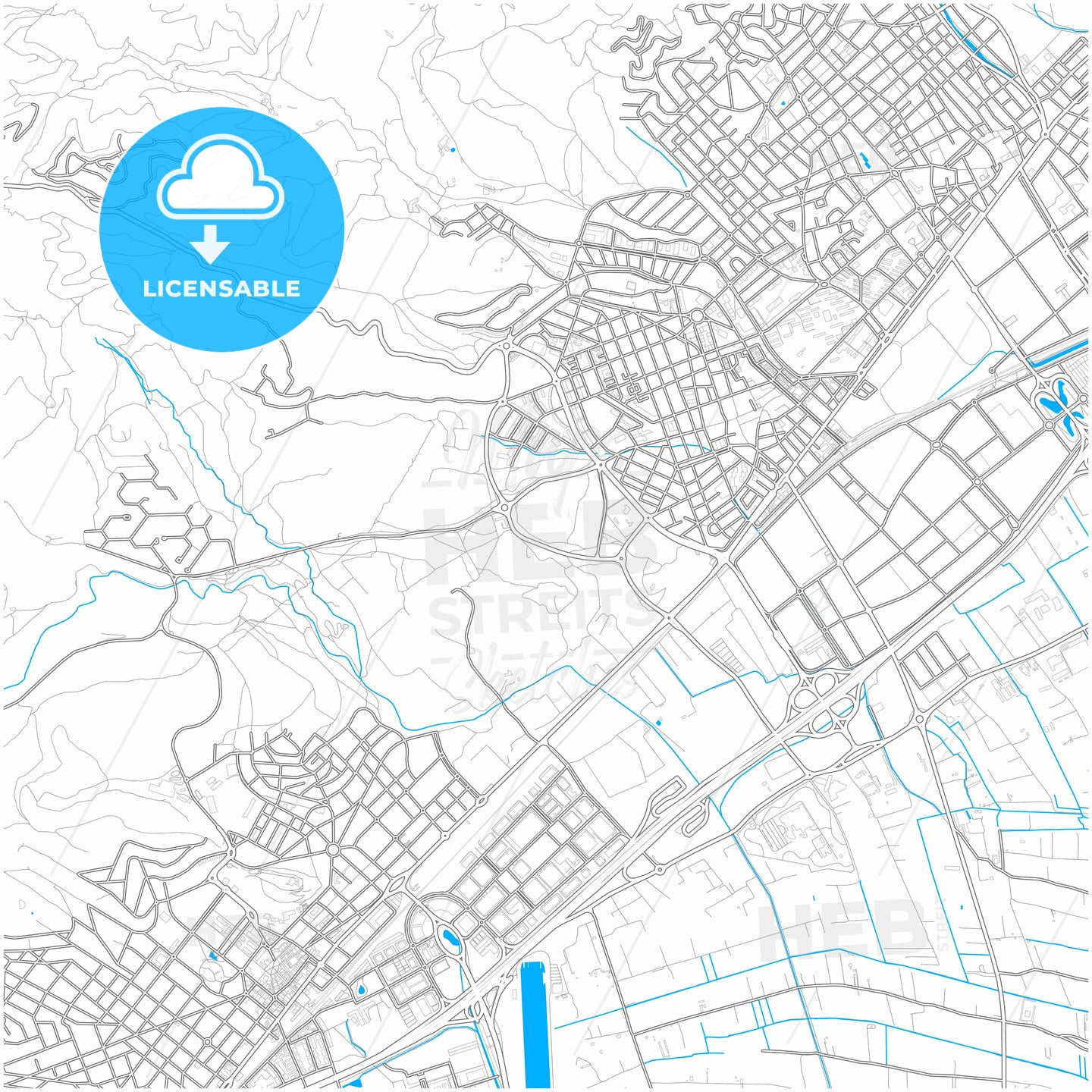 Gavà, Barcelona, Spain, city map with high quality roads.