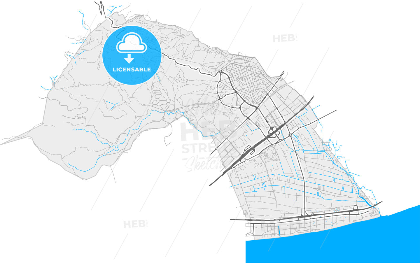 Gavà, Barcelona, Spain, high quality vector map