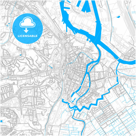 Gdańsk, Pomeranian, Poland, city map with high quality roads.