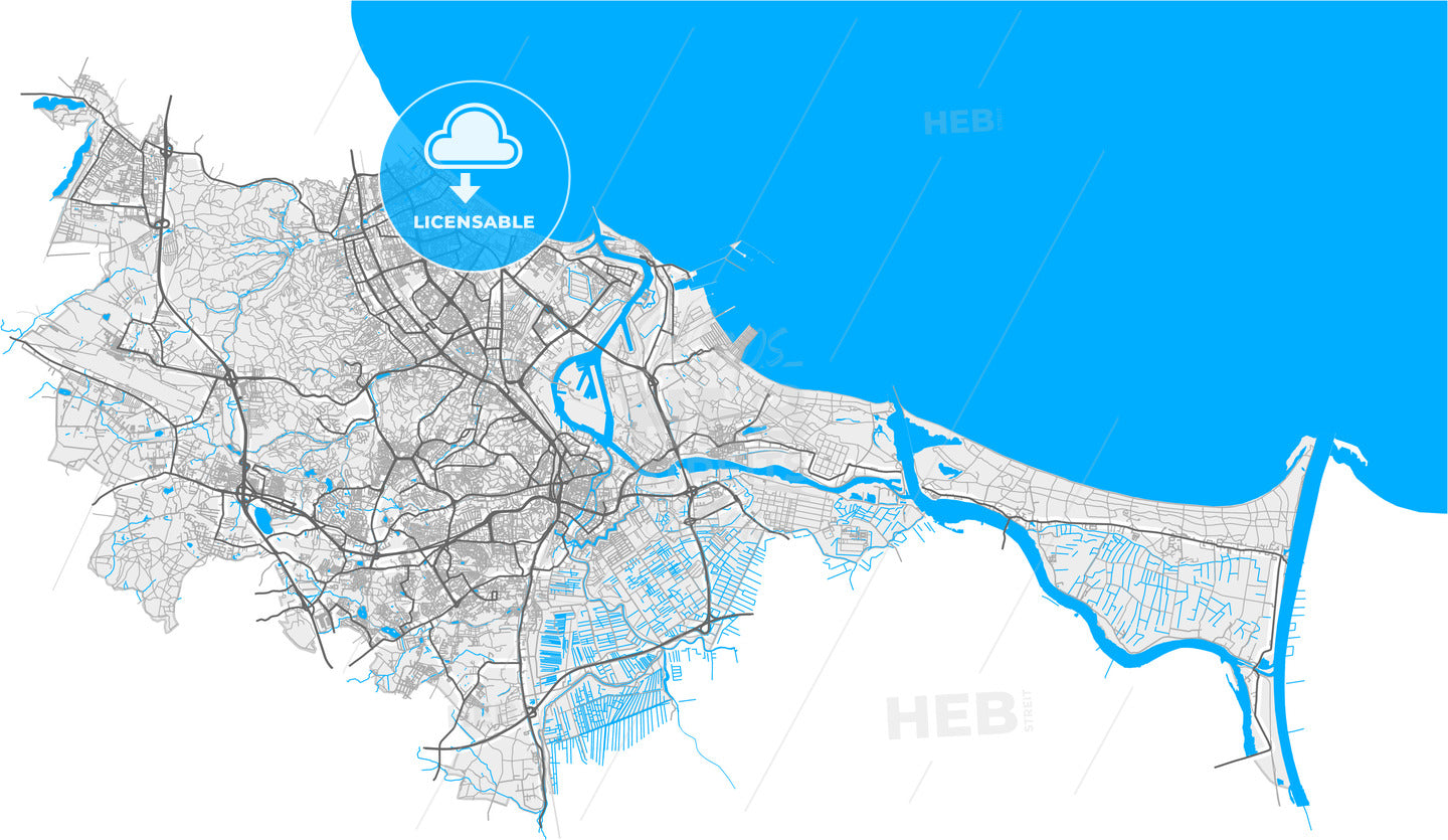 Gdańsk, Pomeranian, Poland, high quality vector map