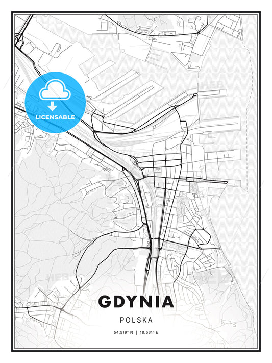 Gdynia, Poland, Modern Print Template in Various Formats - HEBSTREITS Sketches