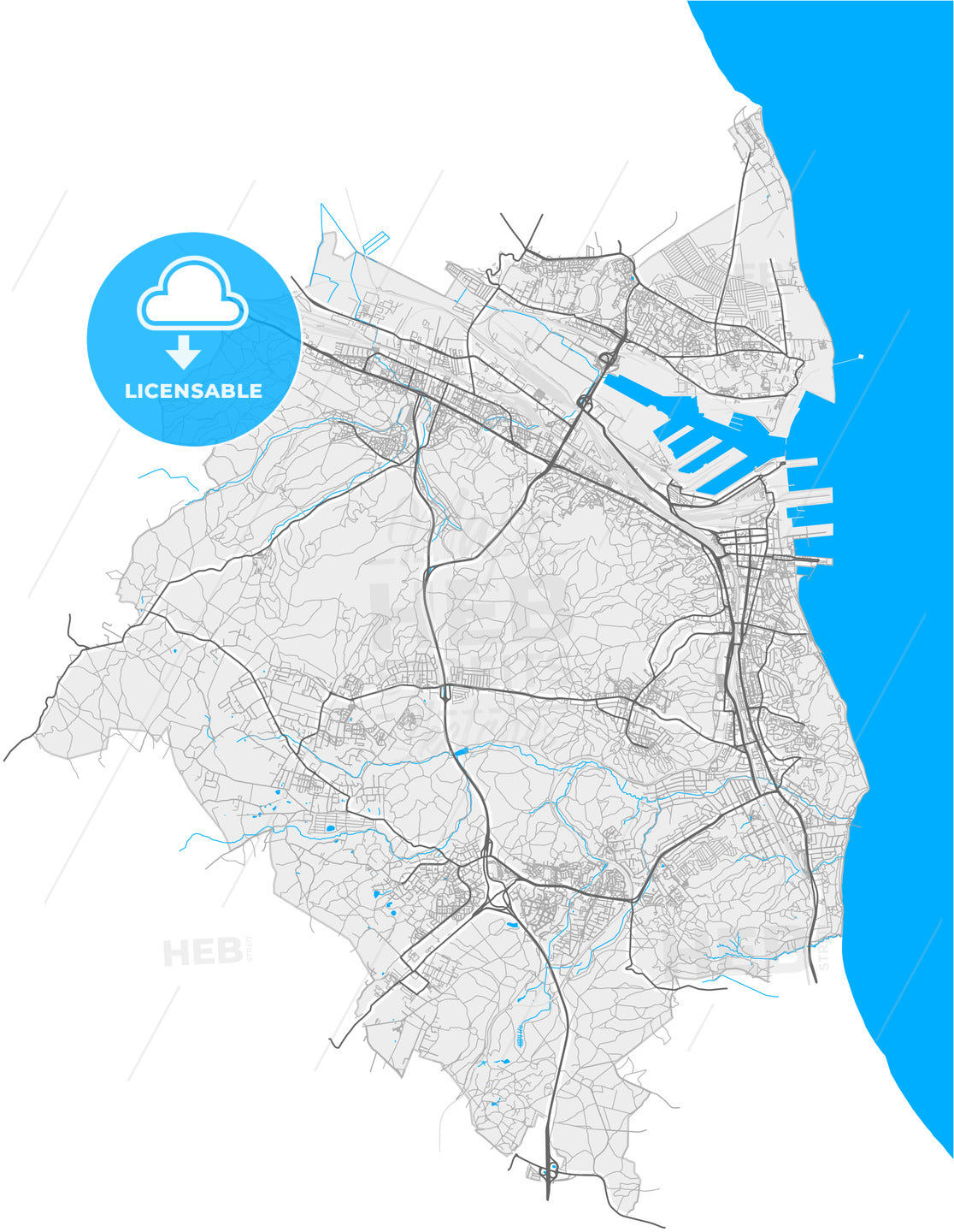 Gdynia, Pomeranian, Poland, high quality vector map