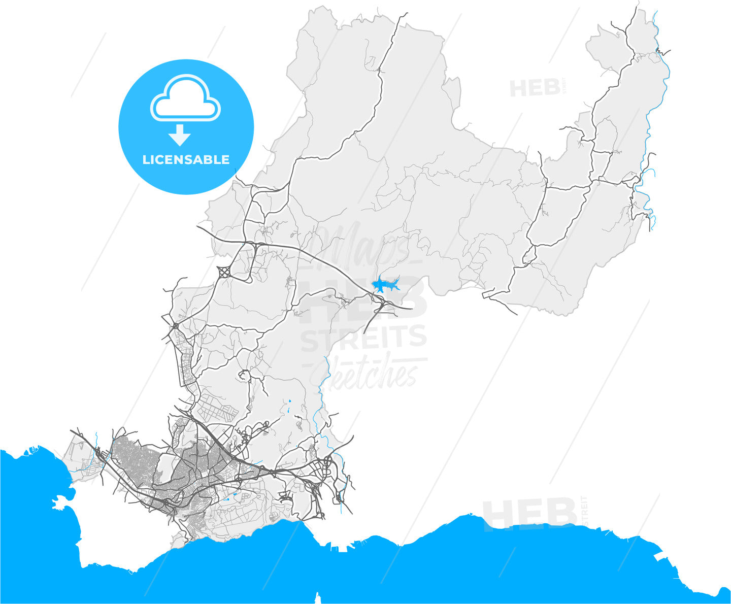 Gebze, Kocaeli, Turkey, high quality vector map