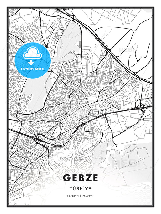 Gebze, Turkey, Modern Print Template in Various Formats - HEBSTREITS Sketches