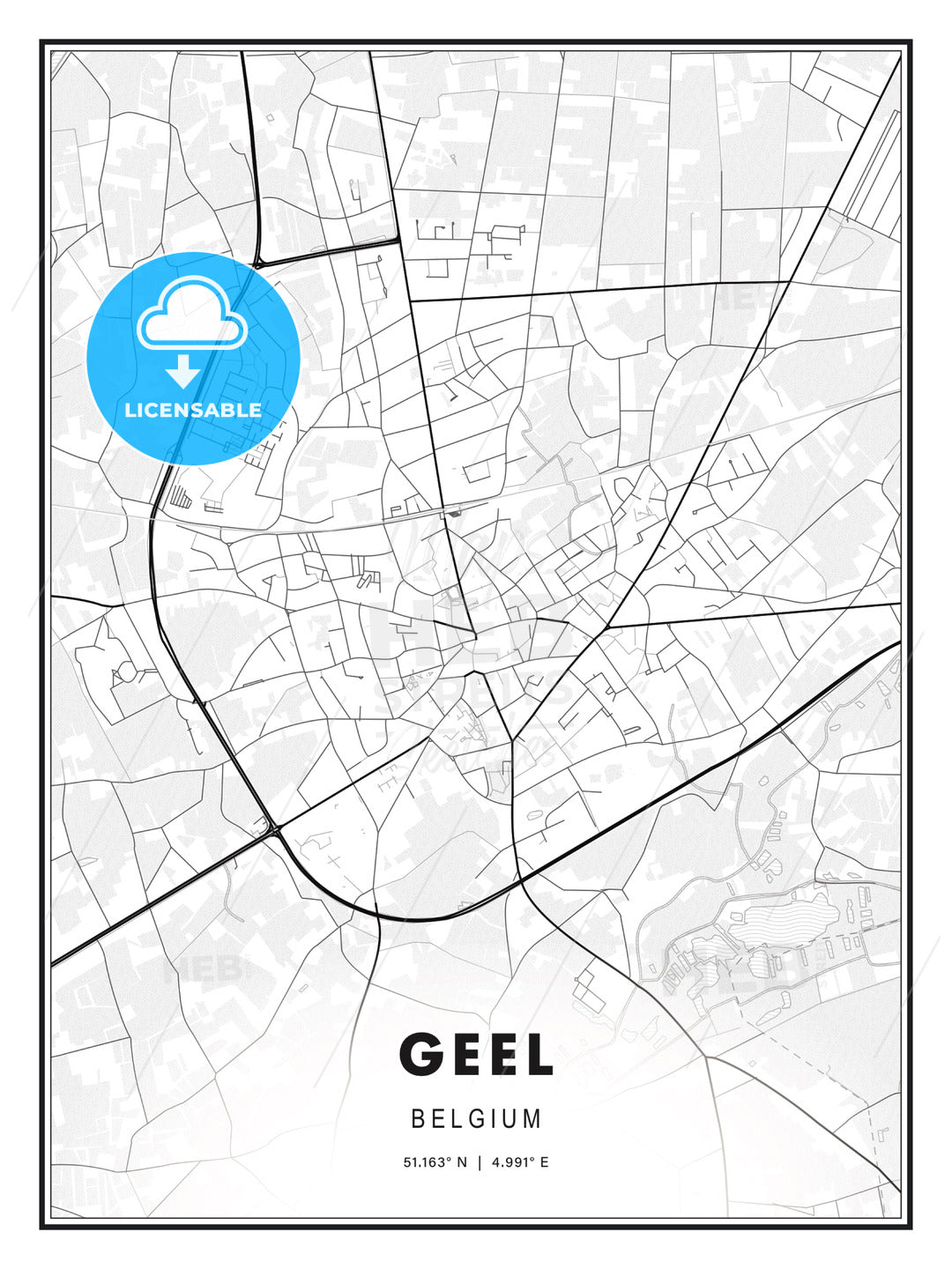 Geel, Belgium, Modern Print Template in Various Formats - HEBSTREITS Sketches