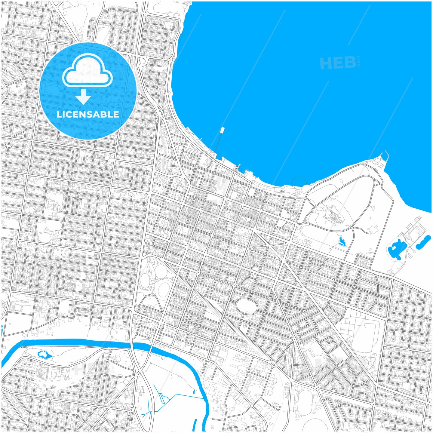 Geelong, Victoria, Australia, city map with high quality roads.