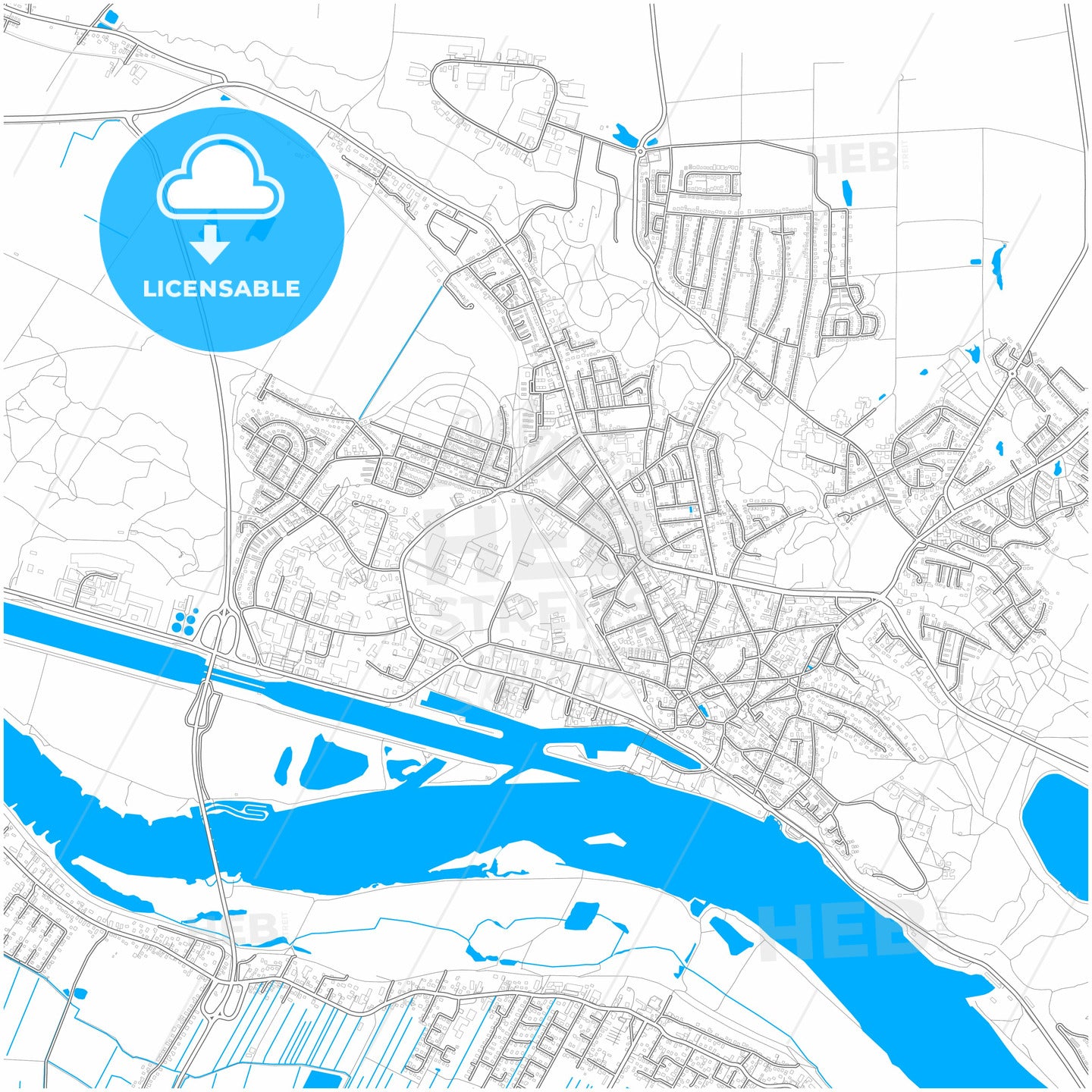 Geesthacht, Schleswig-Holstein, Germany, city map with high quality roads.