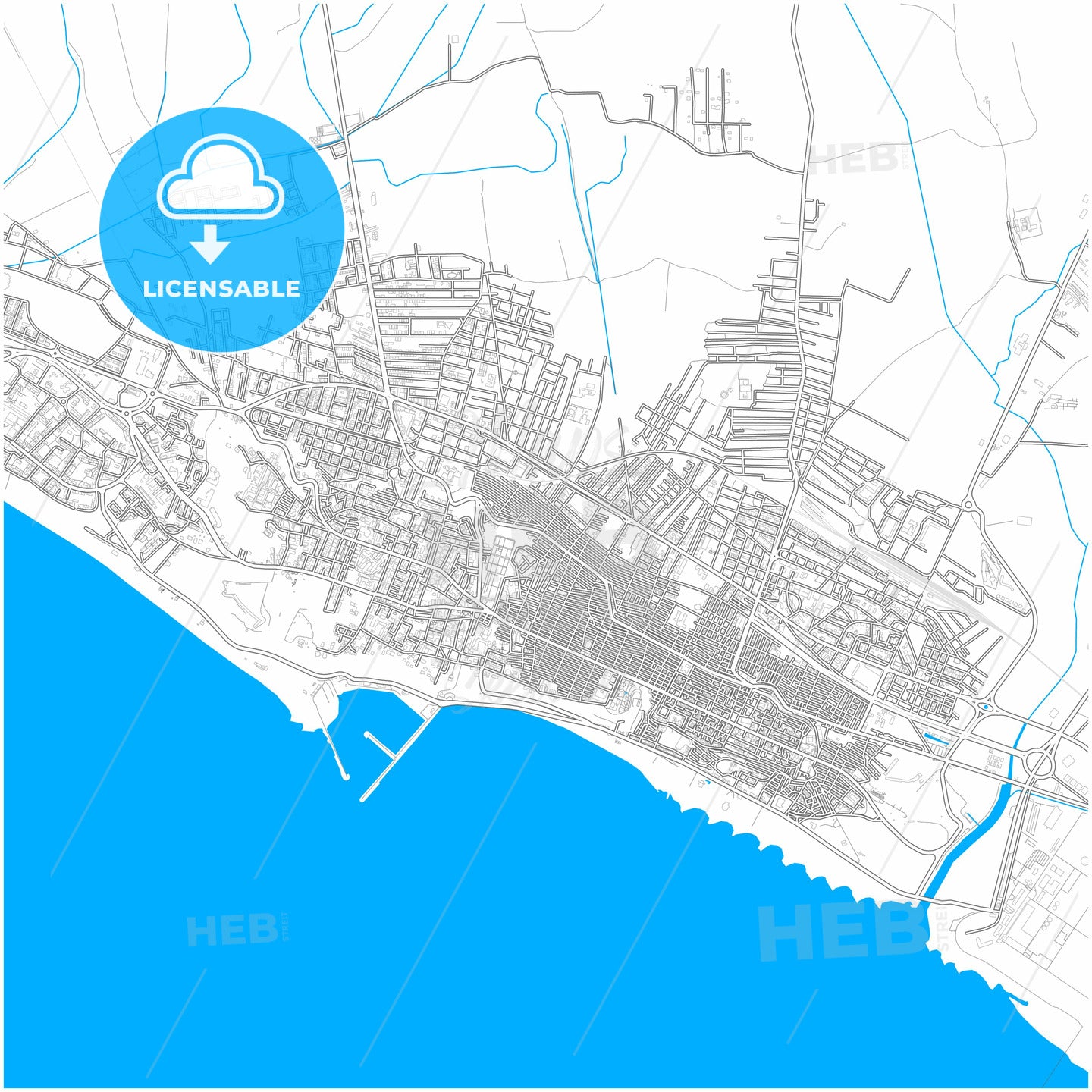 Gela, Sicily, Italy, city map with high quality roads.