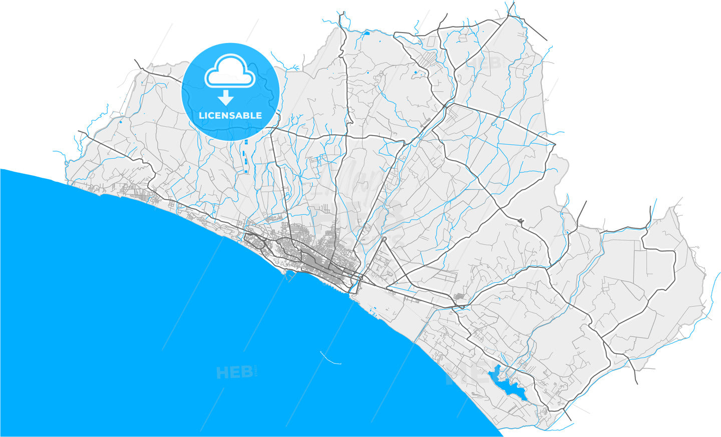 Gela, Sicily, Italy, high quality vector map