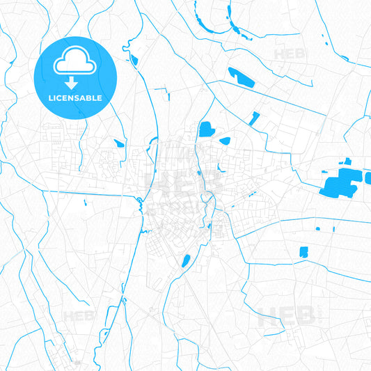 Geldern, Germany PDF vector map with water in focus