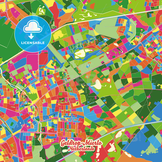 Geldrop-Mierlo, Netherlands Crazy Colorful Street Map Poster Template - HEBSTREITS Sketches