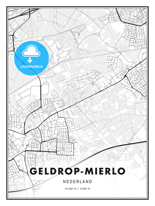 Geldrop-Mierlo, Netherlands, Modern Print Template in Various Formats - HEBSTREITS Sketches