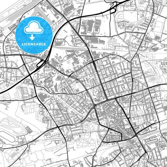 Gelsenkirchen, Germany, vector map with buildings