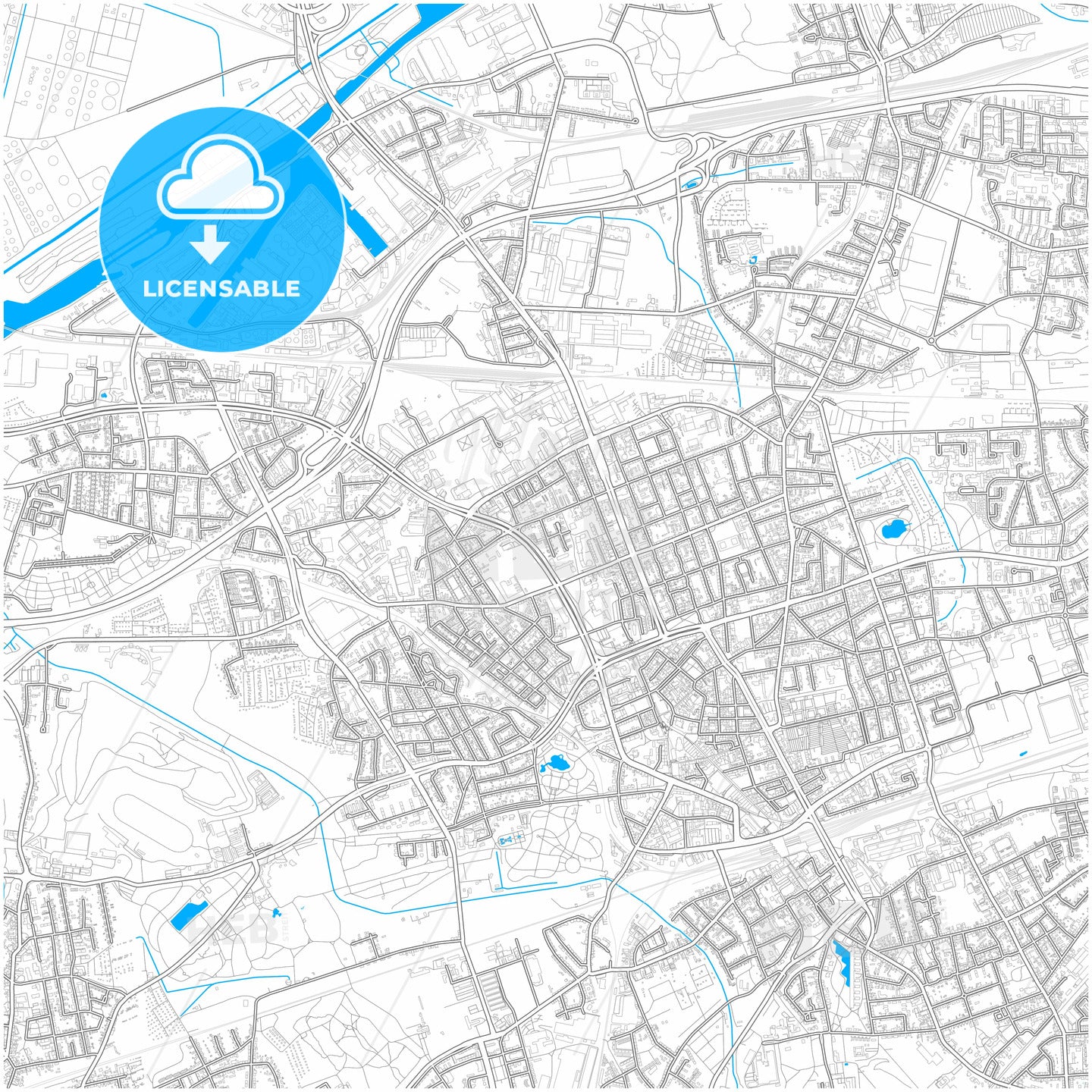 Gelsenkirchen, North Rhine-Westphalia, Germany, city map with high quality roads.