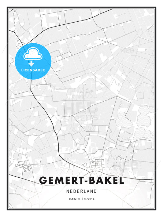 Gemert-Bakel, Netherlands, Modern Print Template in Various Formats - HEBSTREITS Sketches