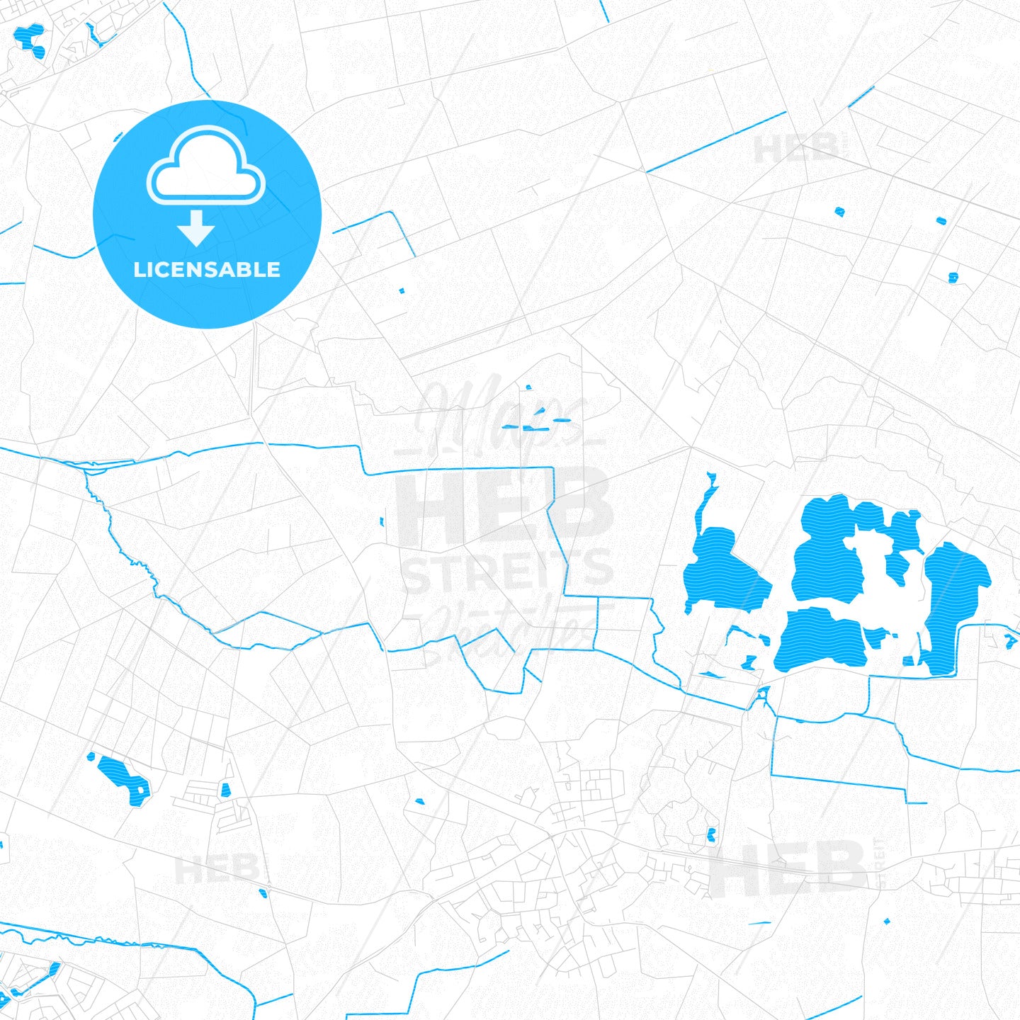 Gemert-Bakel, Netherlands PDF vector map with water in focus