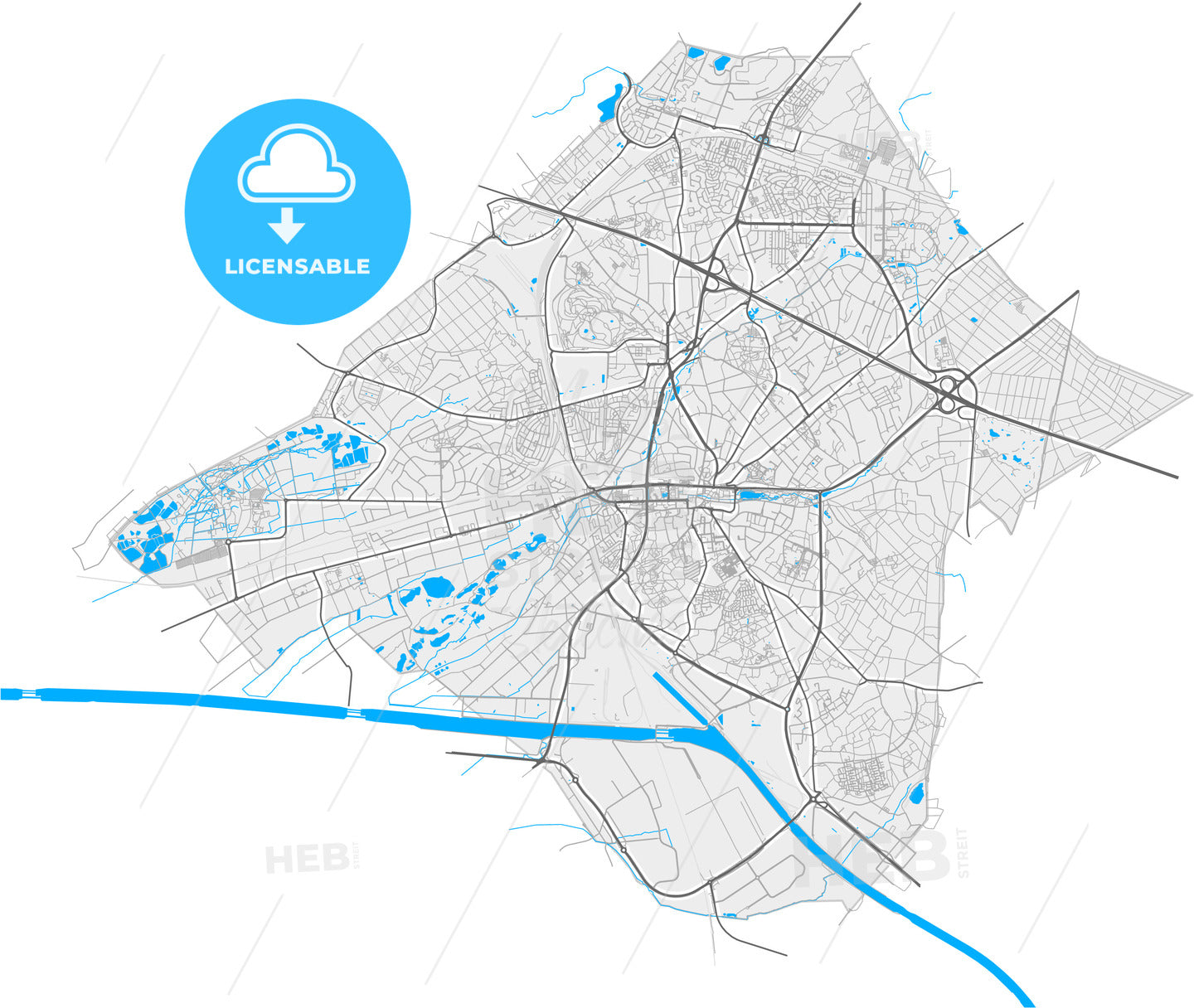 Genk, Limburg, Belgium, high quality vector map
