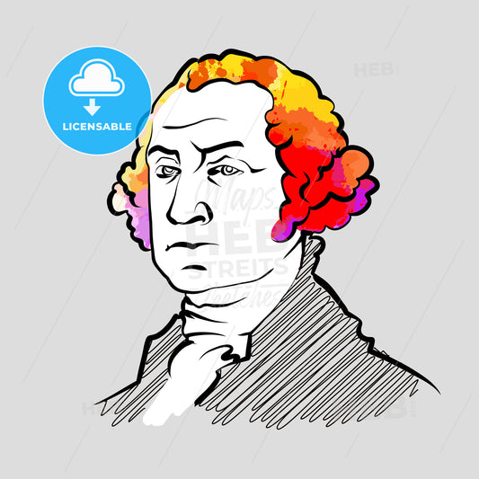 George Washington Colorful Hair Vector Drawing
