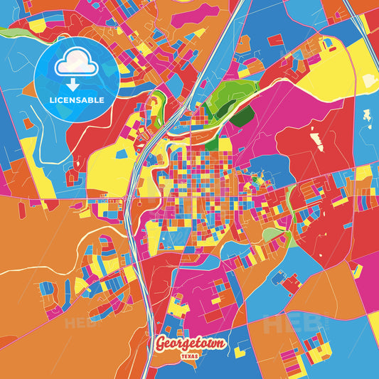 Georgetown, United States Crazy Colorful Street Map Poster Template - HEBSTREITS Sketches