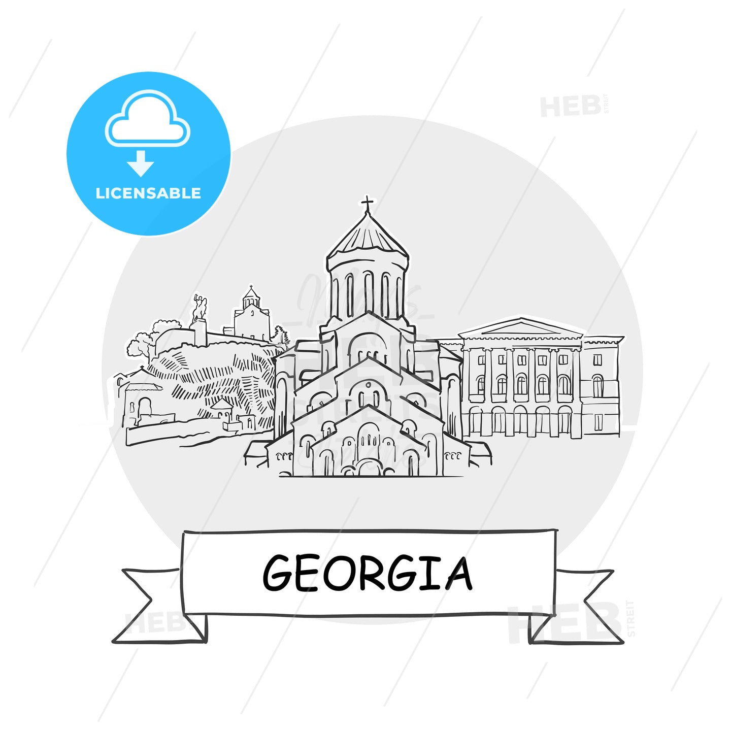 Georgia hand-drawn urban vector sign – instant download