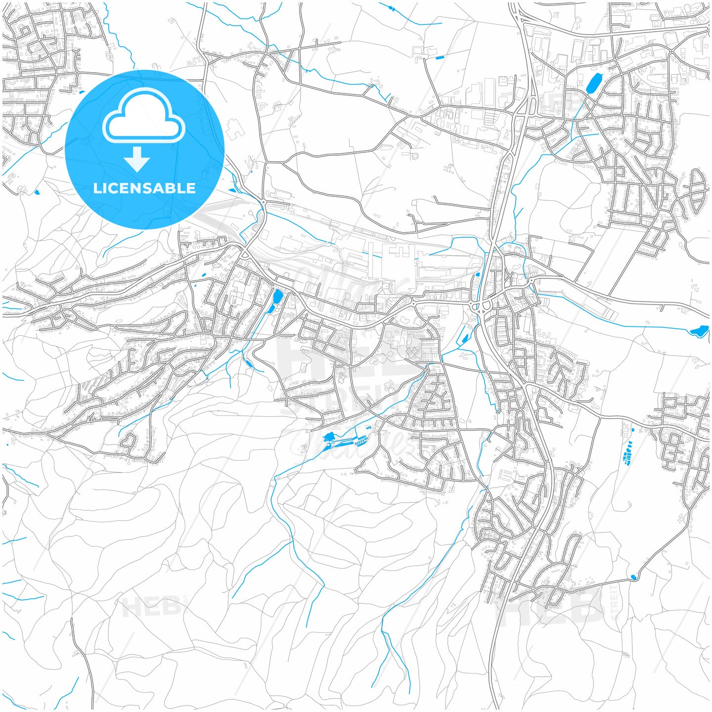 Georgsmarienhutte, Lower Saxony, Germany, city map with high quality roads.