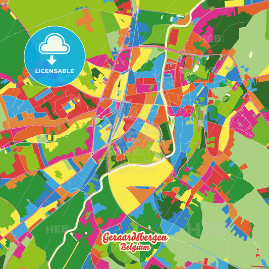 Geraardsbergen, Belgium Crazy Colorful Street Map Poster Template - HEBSTREITS Sketches