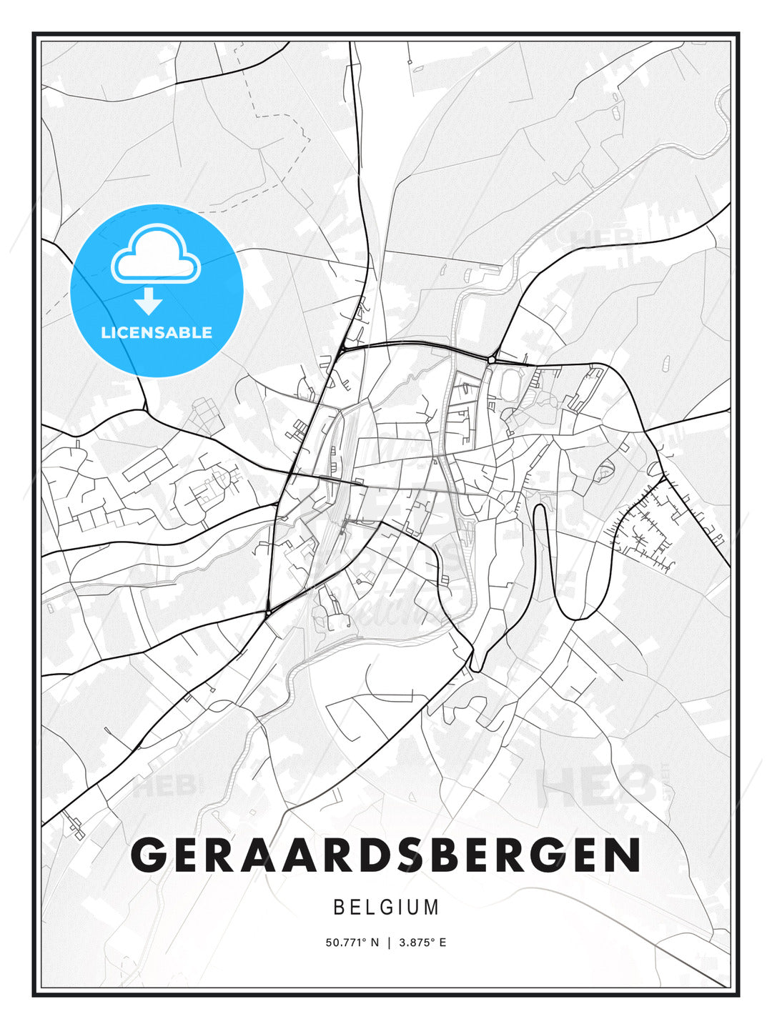 Geraardsbergen, Belgium, Modern Print Template in Various Formats - HEBSTREITS Sketches