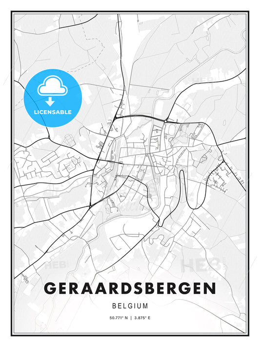 Geraardsbergen, Belgium, Modern Print Template in Various Formats - HEBSTREITS Sketches