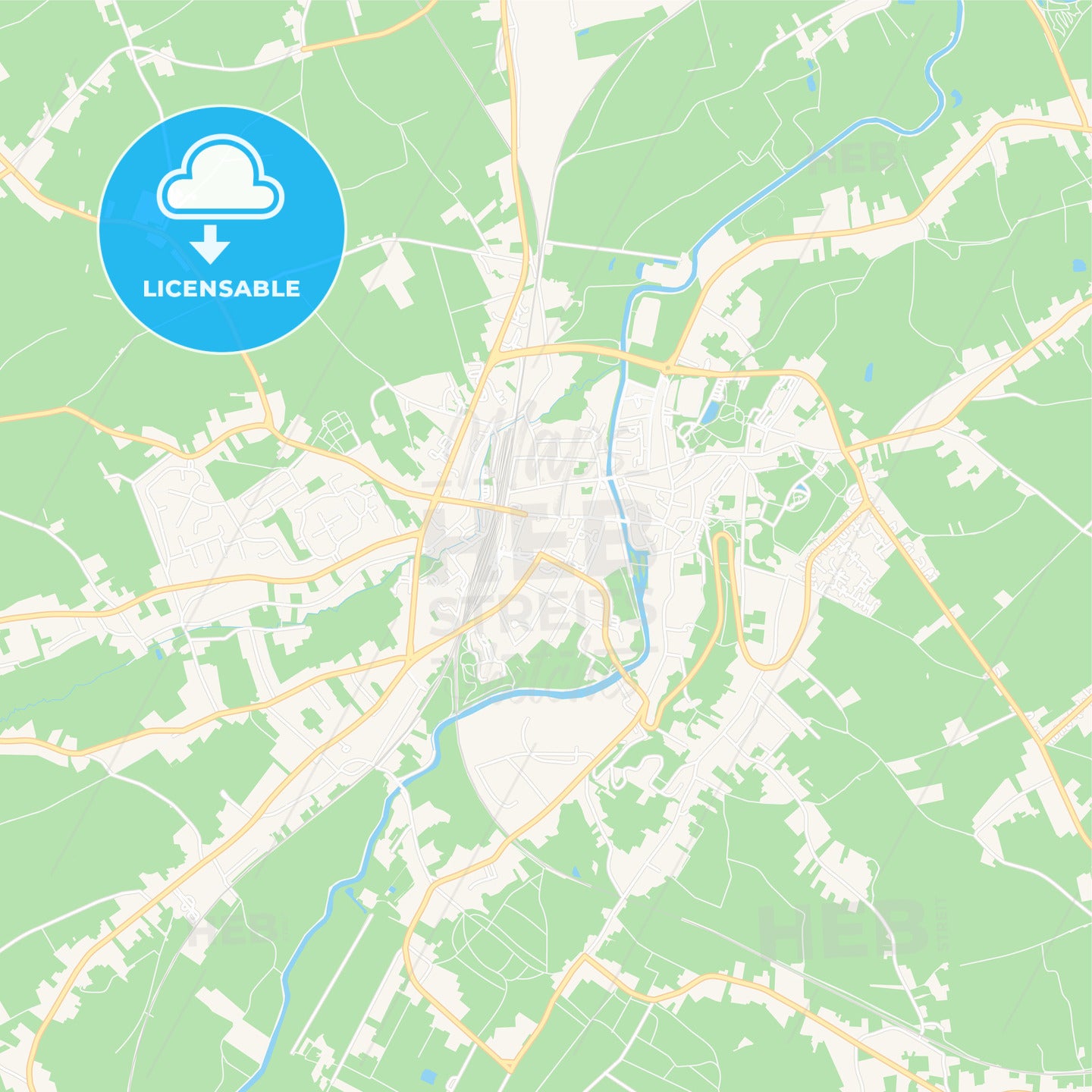 Geraardsbergen , Belgium Vector Map - Classic Colors