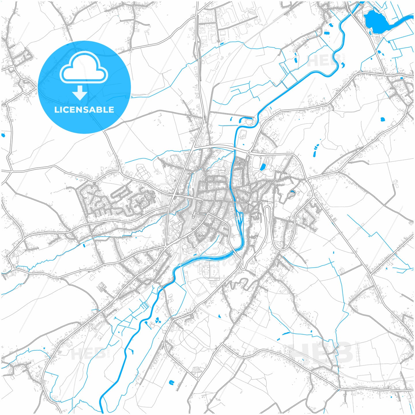 Geraardsbergen, East Flanders, Belgium, city map with high quality roads.