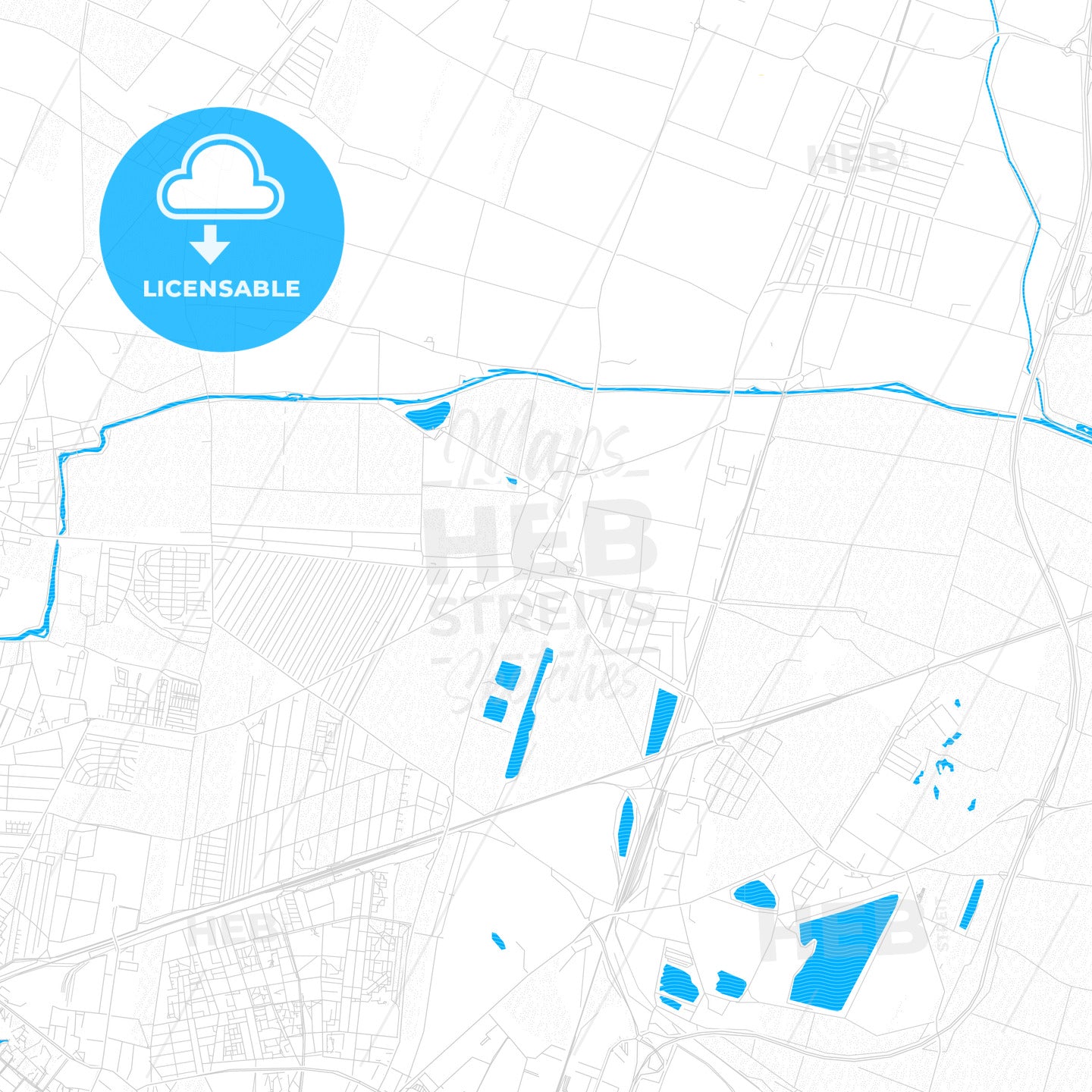 Gerasdorf bei Wien, Austria PDF vector map with water in focus