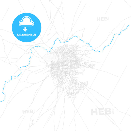 Gereida, Sudan PDF vector map with water in focus