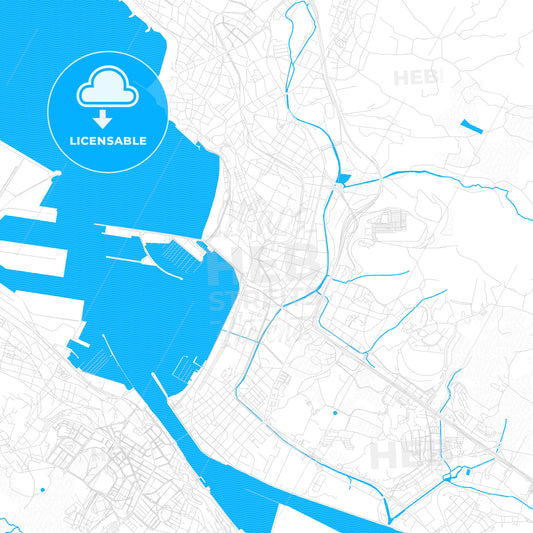 Getxo, Spain PDF vector map with water in focus