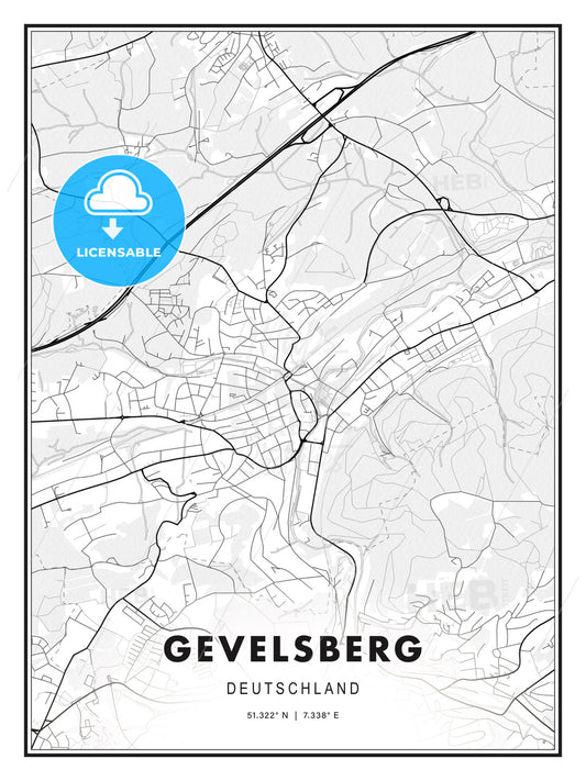 Gevelsberg, Germany, Modern Print Template in Various Formats - HEBSTREITS Sketches