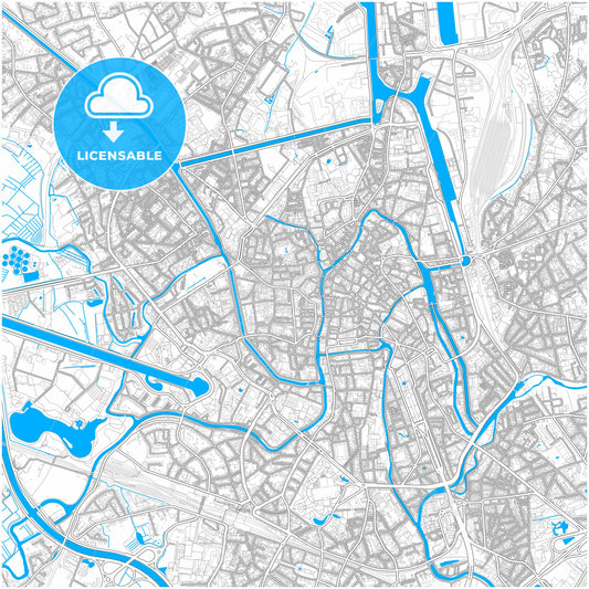 Ghent, East Flanders, Belgium, city map with high quality roads.