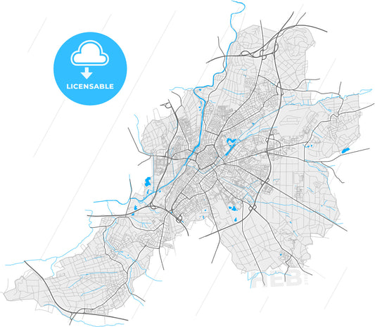 Gießen, Hesse, Germany, high quality vector map