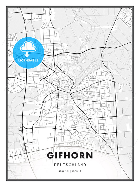 Gifhorn, Germany, Modern Print Template in Various Formats - HEBSTREITS Sketches