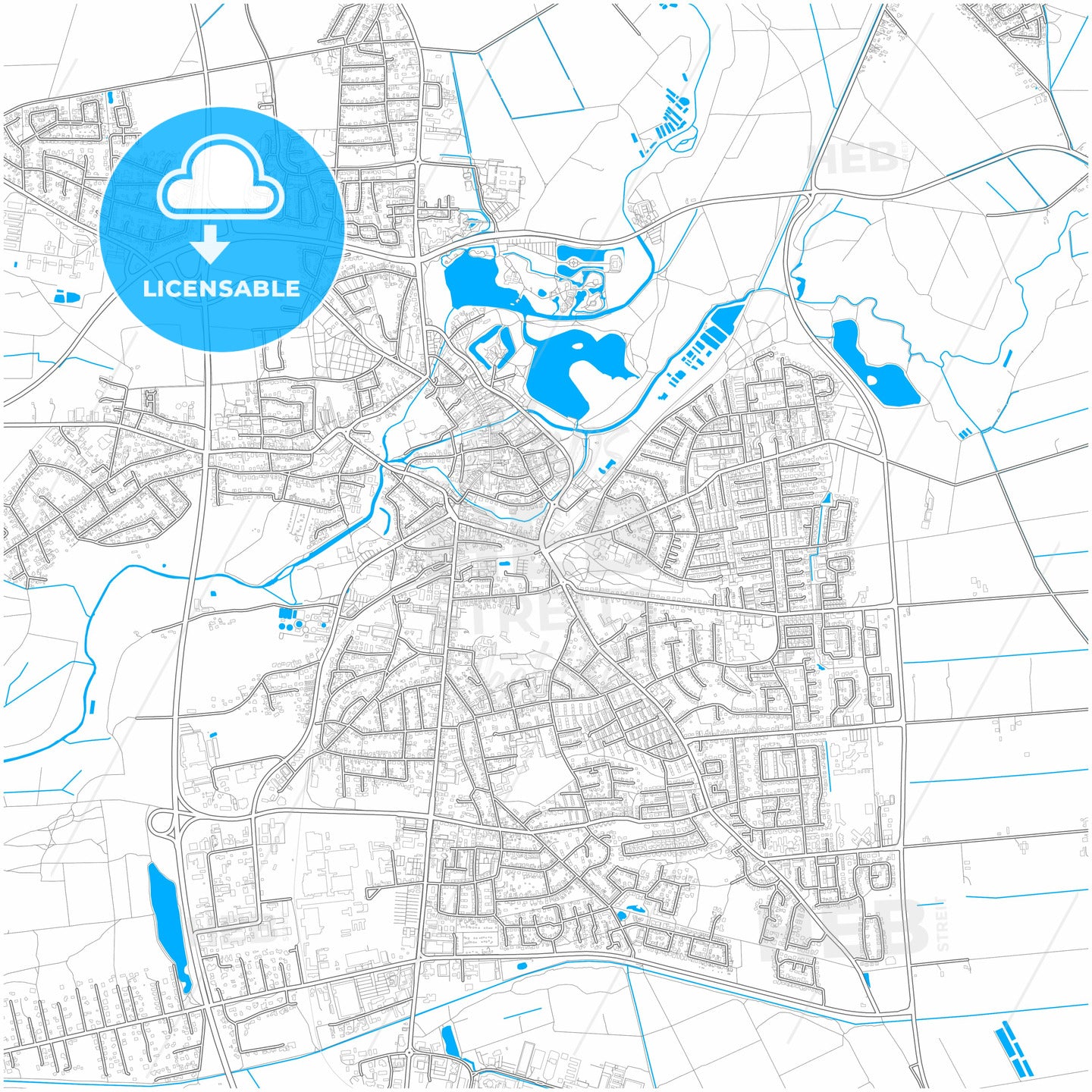 Gifhorn, Lower Saxony, Germany, city map with high quality roads.