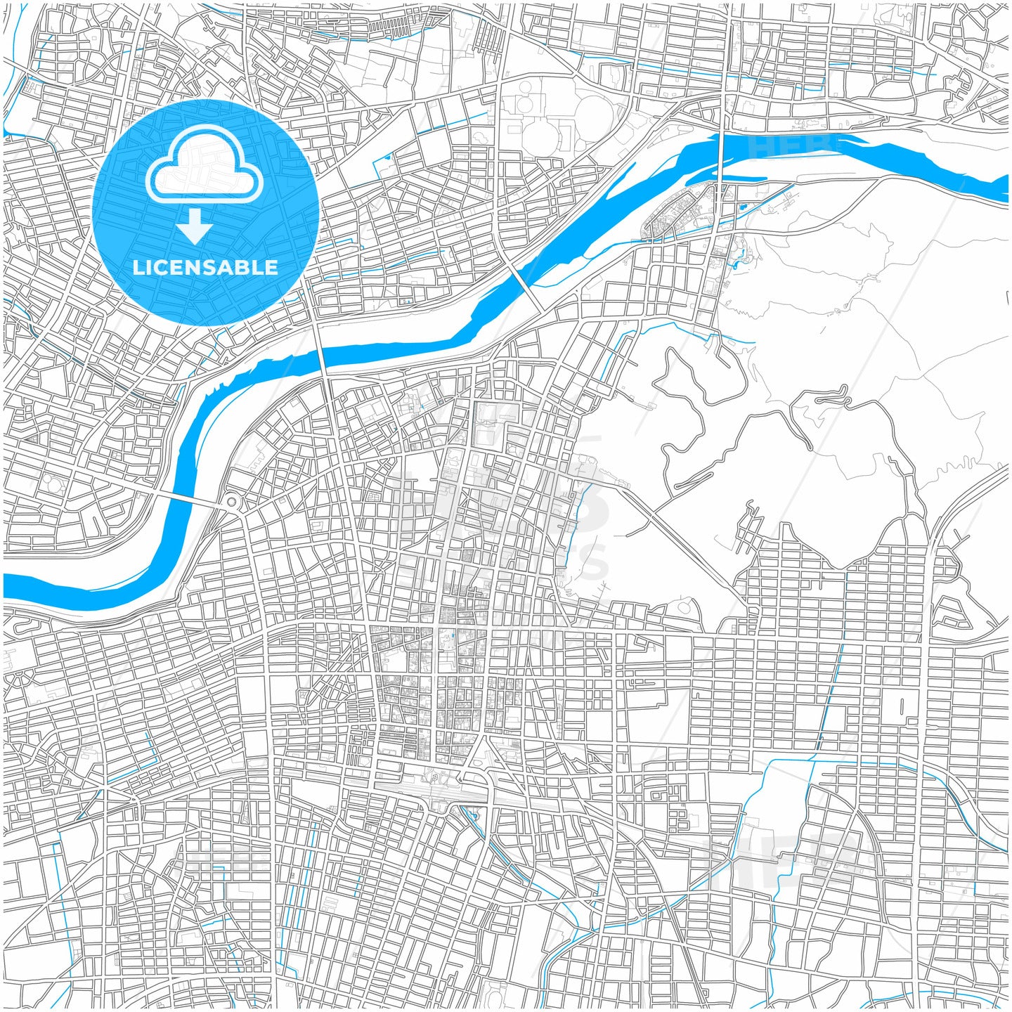 Gifu, Gifu, Japan, city map with high quality roads.