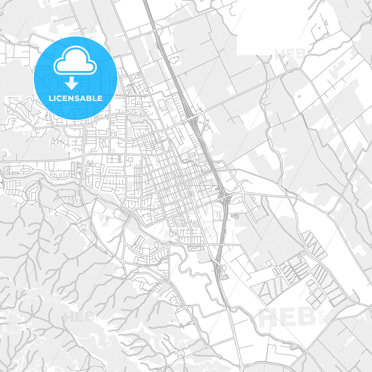 Gilroy, California, USA, bright outlined vector map