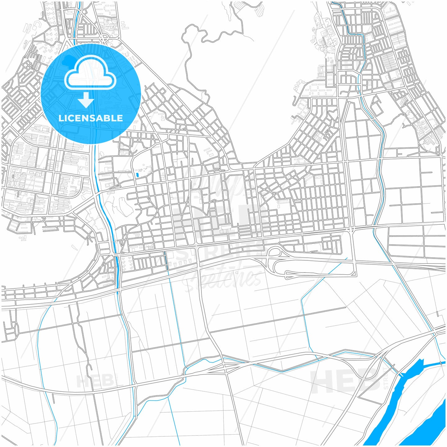 Gimhae, South Gyeongsang, South Korea, city map with high quality roads.