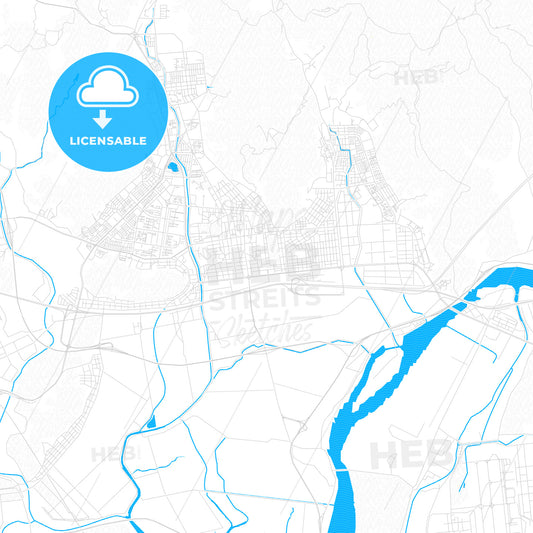 Gimhae, South Korea PDF vector map with water in focus
